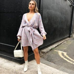 Never Fully Dressed wrap mini dress in rainbow knit